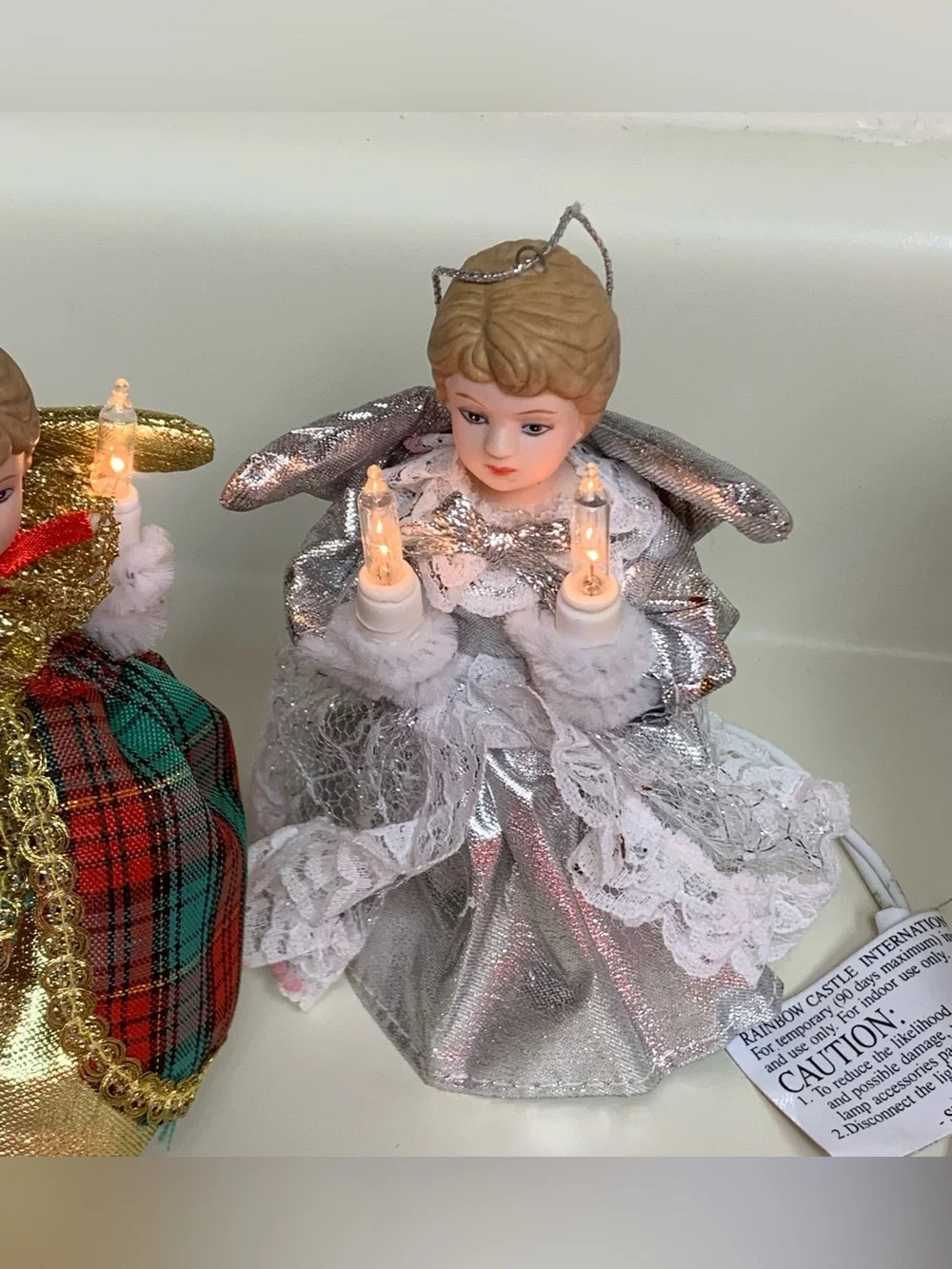 3 Trim A Home Angel Mini Tree Topper Pigtail Light Up Ornaments Kmart 5” Vtg